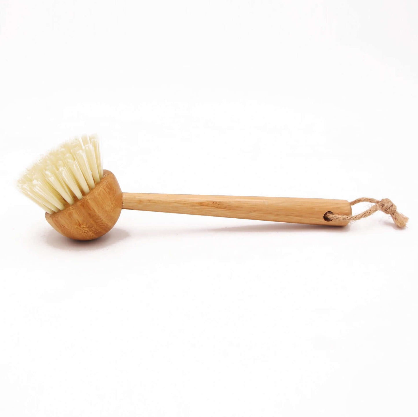 Eco bamboo sisal dish brush with natural fibers, plastic-free and biodegradable kitchen cleaning tool.