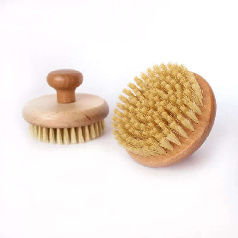 Organic sisal dry body brush with natural bristles for glowing skin and eco-friendly self-care.