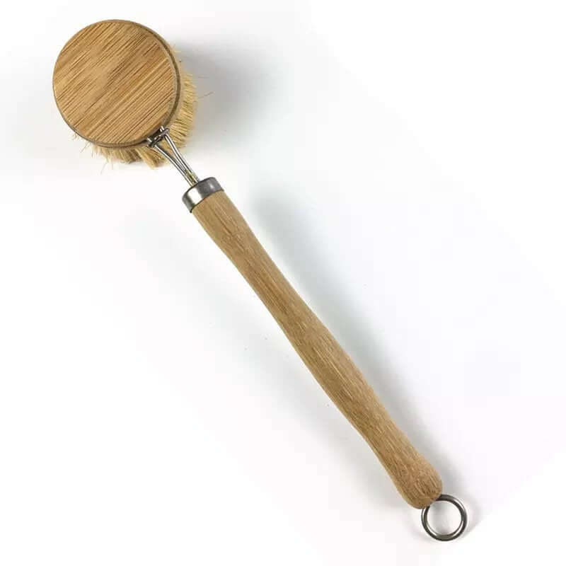 Bamboo Sisal dish brush with natural bristles for a zero waste kitchen, featuring sustainable design.