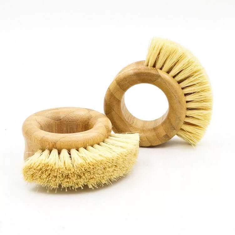 Bamboo Sisal kitchen ring brushes for sustainable and zero waste veggie cleaning.