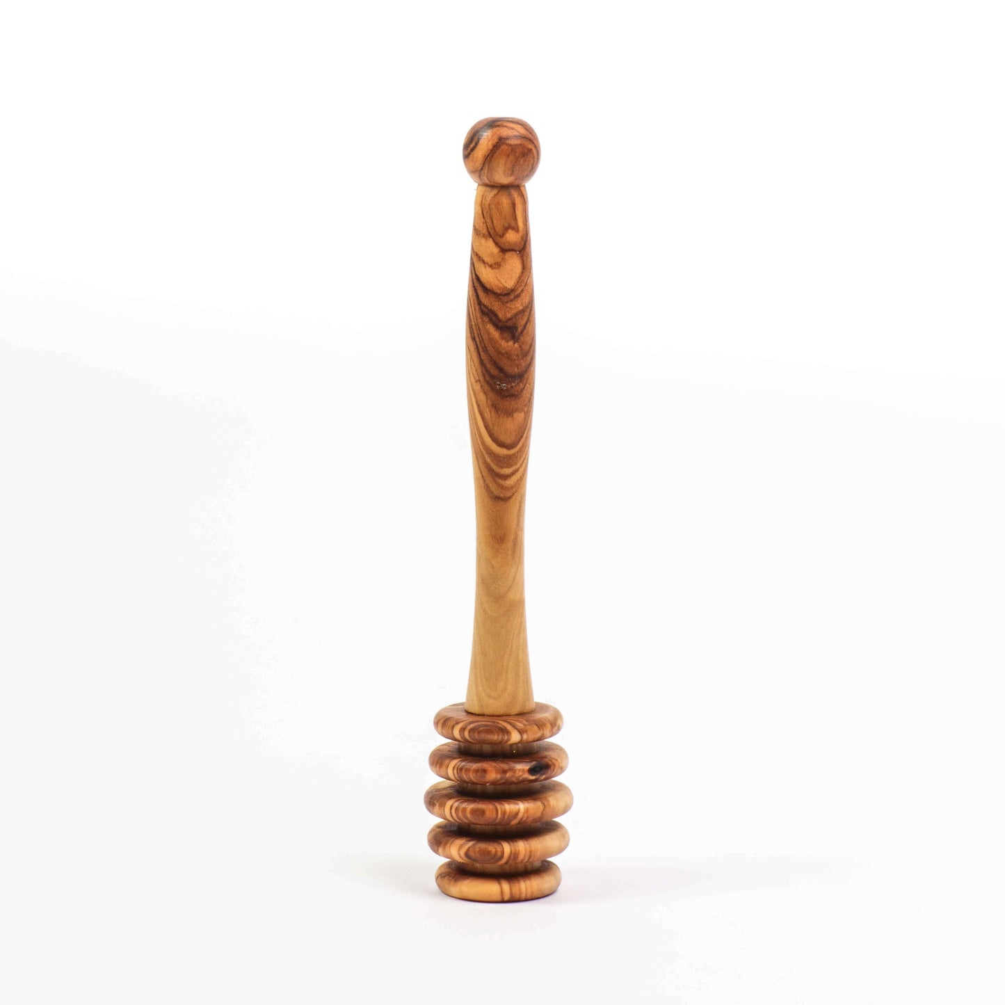 Handmade olive wood honey dipper, eco-friendly drizzler for perfect honey serving, 15cm long.