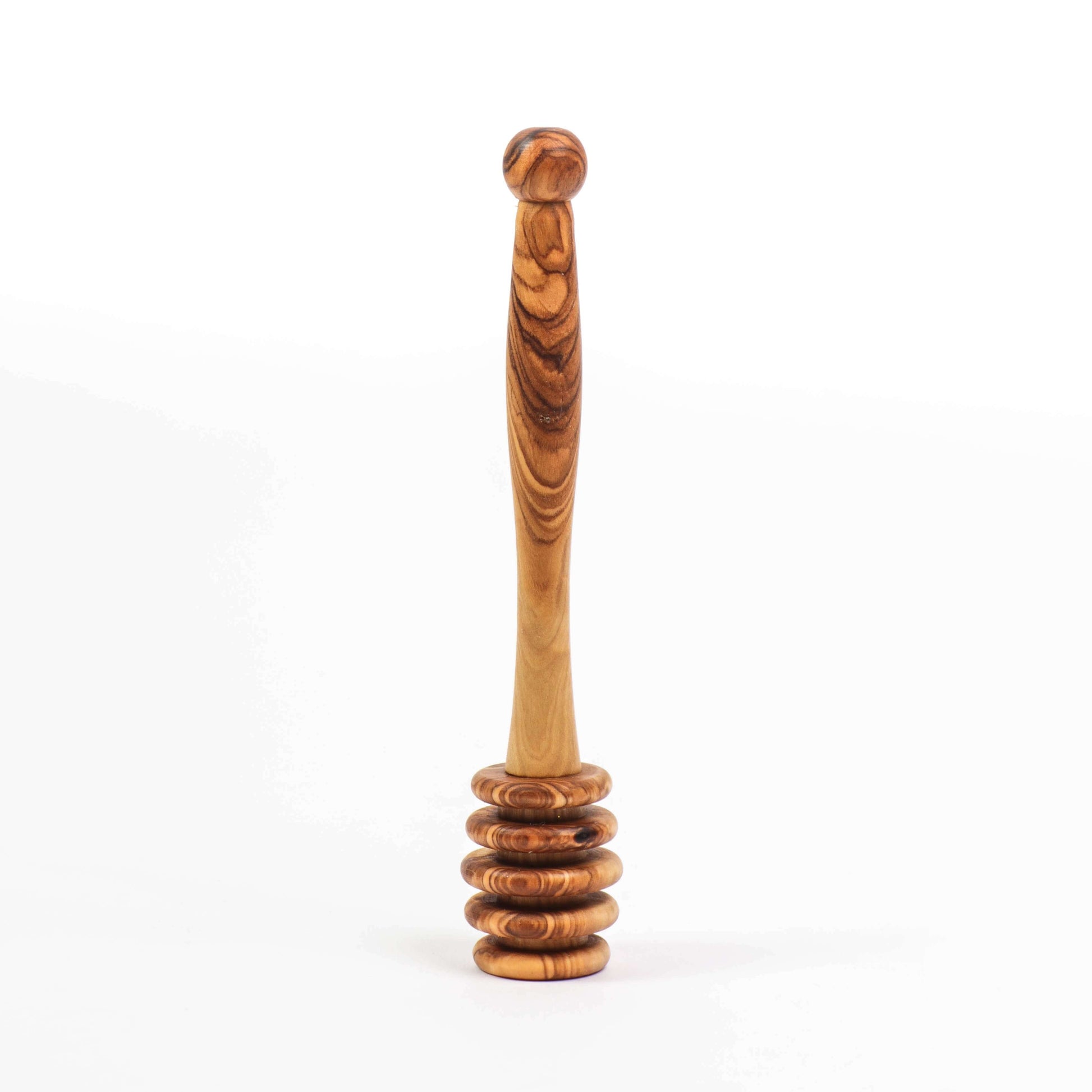 Handmade olive wood honey dipper, eco-friendly drizzler for perfect honey serving, 15cm long.