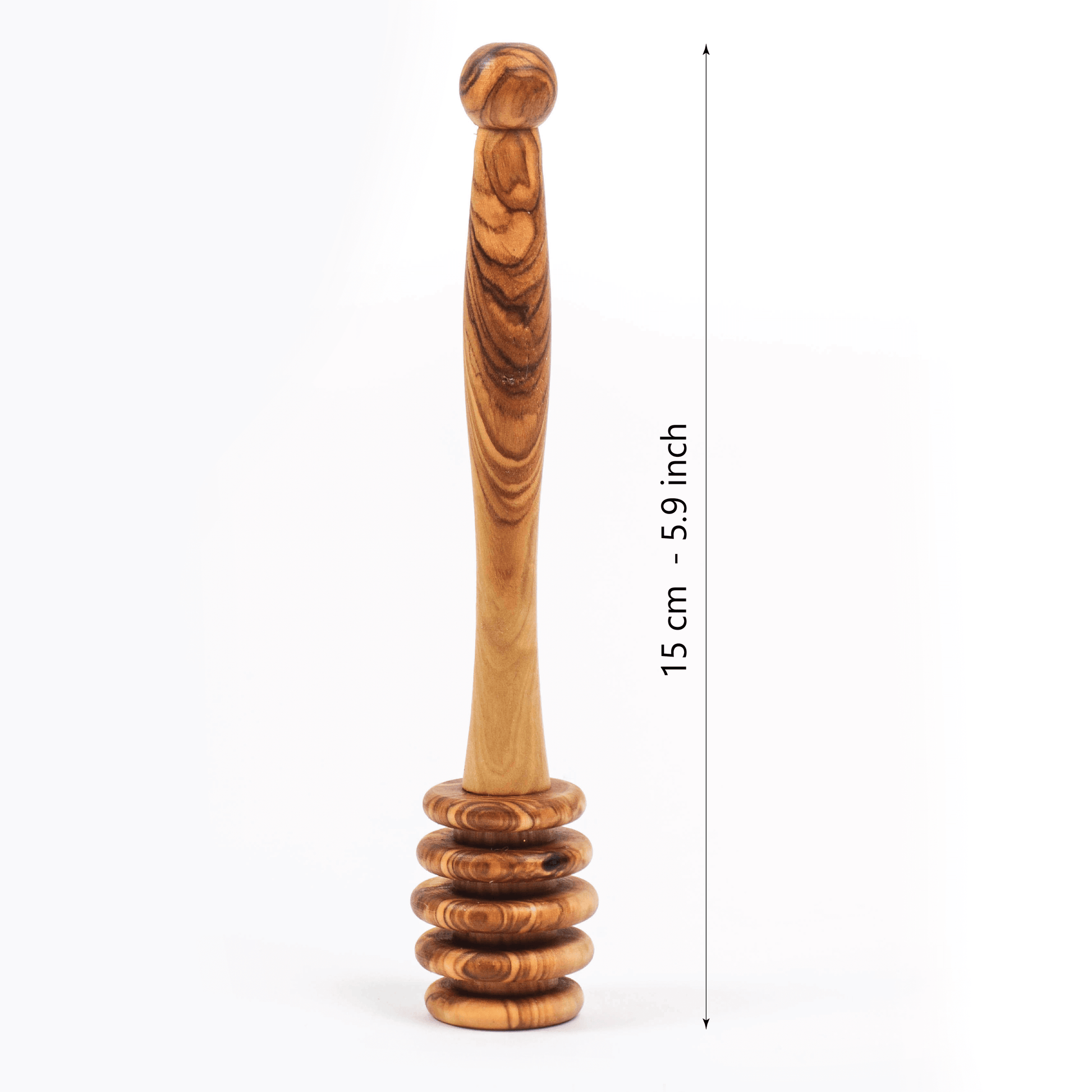 Handmade olive wood honey dipper, eco-friendly drizzler, 15 cm/5.9 in, perfect for capturing honey.