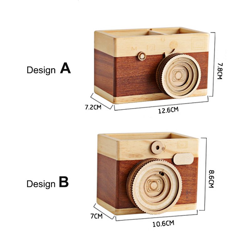 Wood Camera Pen Container | Eco-Friendly & Stylish Desk Organizer 📸✍️