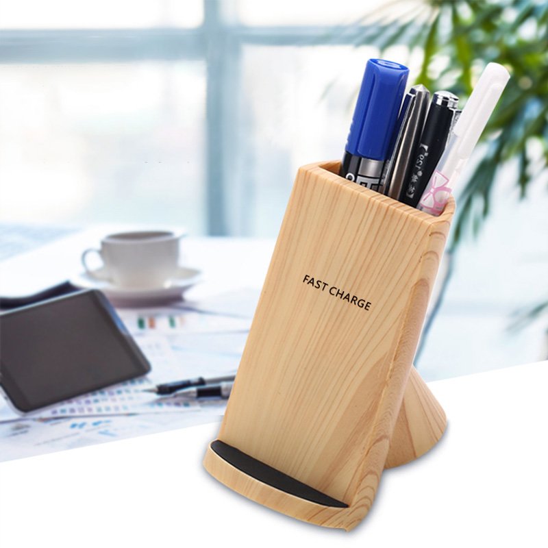 🖊️ Wood Grain Wireless Charging Pen Container | Stylish & Functional Desk Organizer | Efficient Wireless Charging | Eco-Friendly Design | Safe & Durable