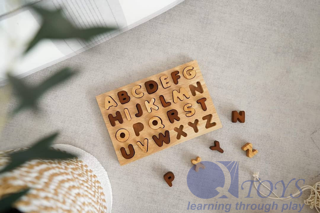 Natural Capital Letter Puzzle made of eco-friendly wood for letter recognition and cognitive development.