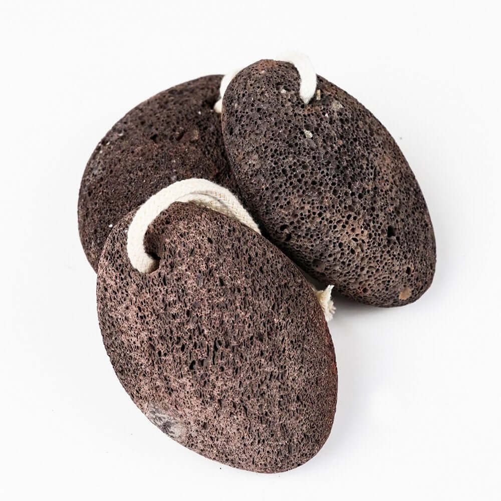 Natural lava stone pumice foot scrubber trio for effective callus removal and smooth feet.
