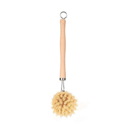 Bamboo sisal dish brush with a wooden handle, eco-friendly and zero waste kitchen tool.