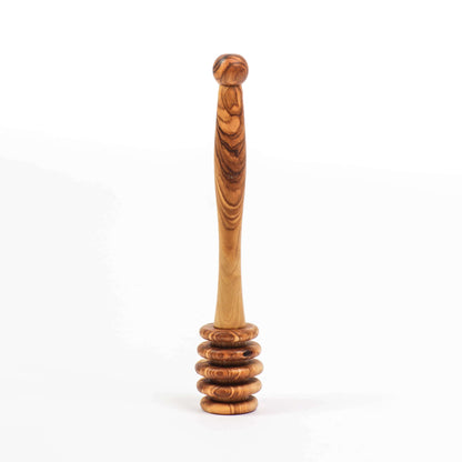 Handmade olive wood honey dipper, eco-friendly drizzler for perfect honey serving, 15cm long.