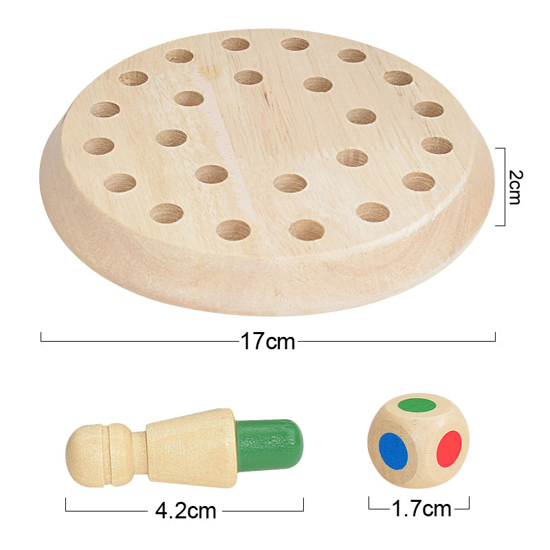 Kids wooden memory match stick chess game pieces including colorful blocks and board for enhanced cognitive play.
